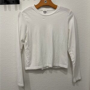 PINK Victoria's Secret White Long Sleeve Tee